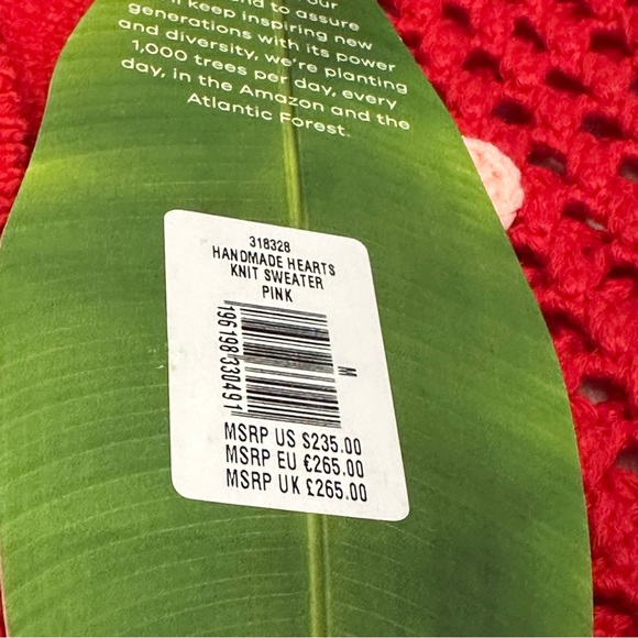 Farm Rio Red and Pink Handmade Hearts Knit Sweater Medium New with Tag - Picture 11 of 16